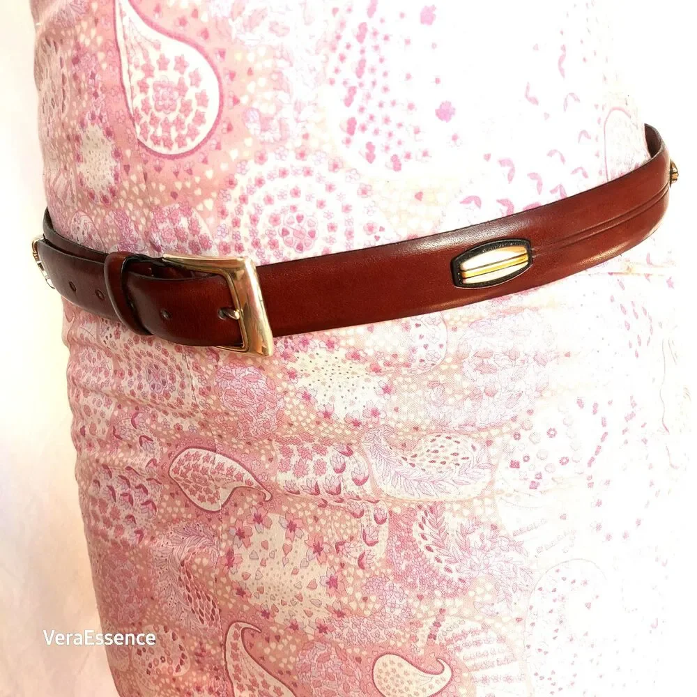 NEW Onyx by Brighton Ranger Belt Mens Size 38 Brown Italian Calfskin VTG